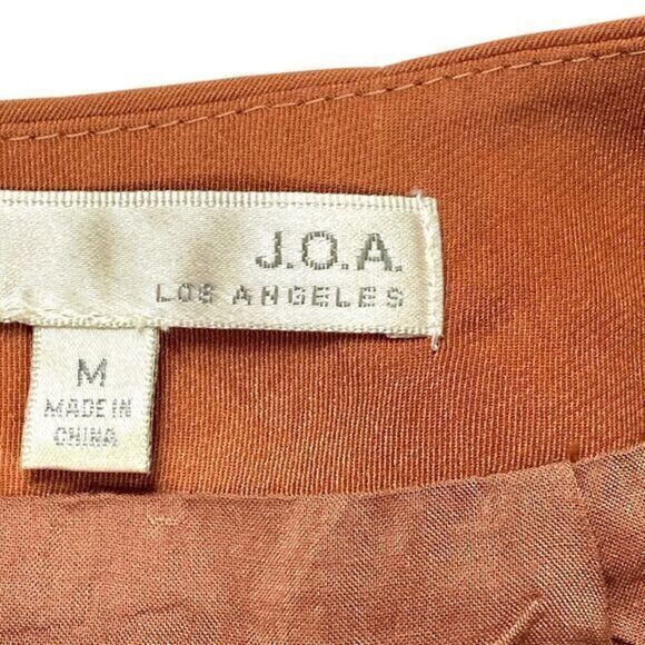 J.O.A. Wrap-Front Skirt Women Sz M Brown Rear Zip Asymmetrical Boho Coastal Mini - Picture 11 of 12